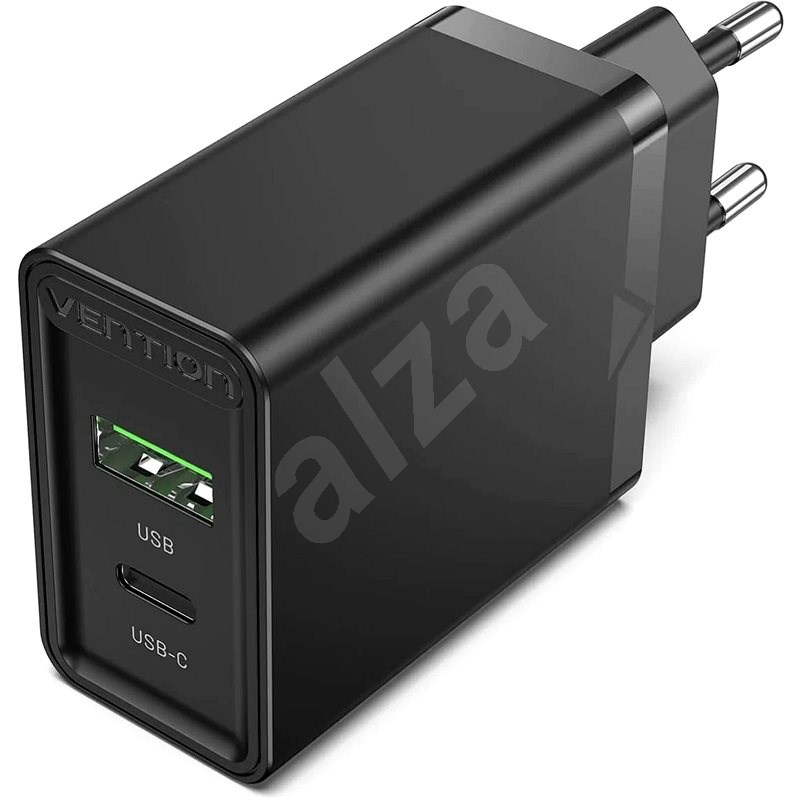 Vention 2-Port USB (A+C) Wall Charger (18W + 20W PD) Black - Nabíječka do sítě