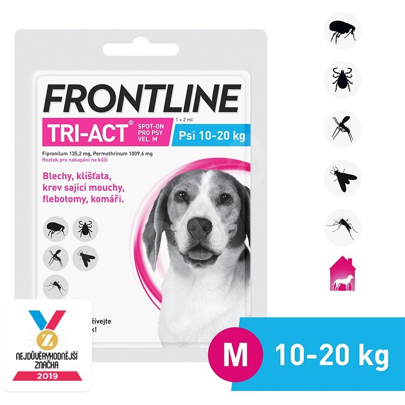 Frontline tri - act Spot - on pro psy M (10 - 20 kg) - Antiparazitní pipeta