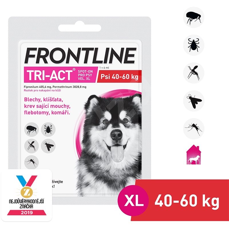 Frontline tri - act Spot - on pro psy XL (40 - 60 kg) - Antiparazitní pipeta