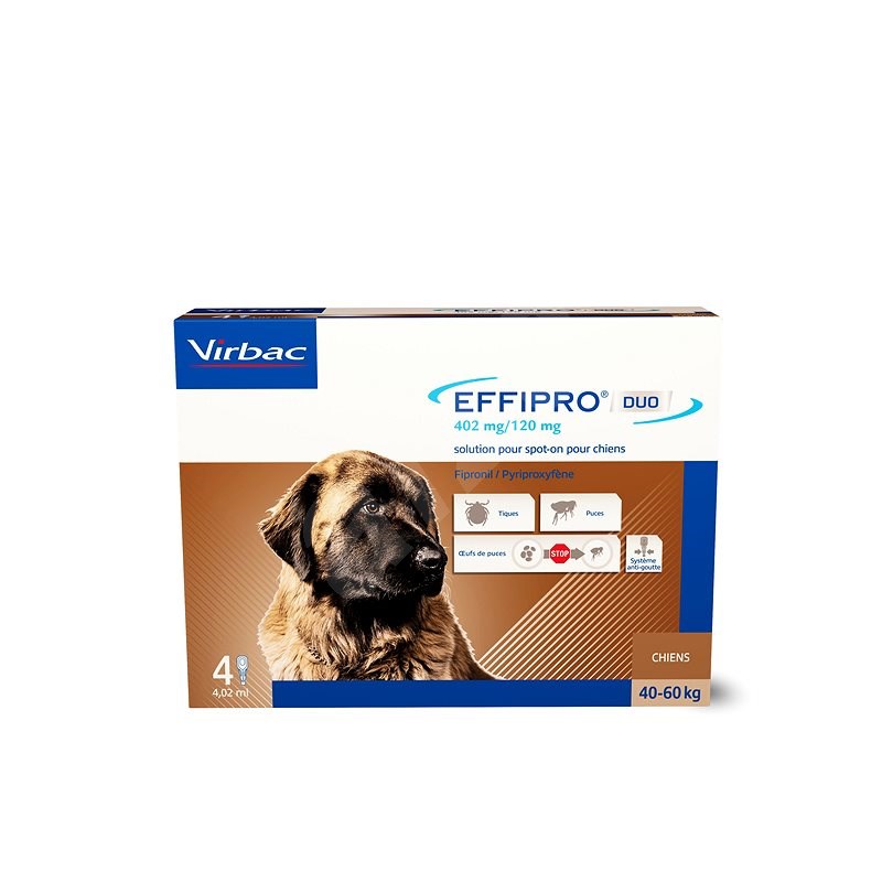 Effipro DUO XL spot on pro psy 40-60 kg , 4 pipety - Antiparazitní pipeta