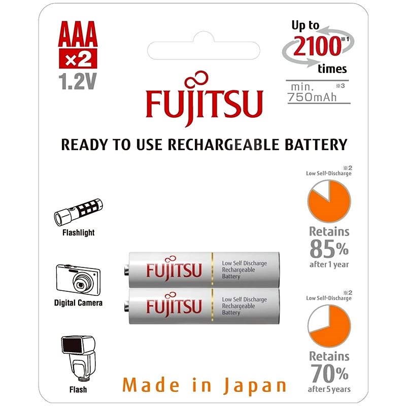 Fujitsu přednabitá baterie White R03/AAA, 2100 nabíjecích cyklů, blistr 2ks - Jednorázová baterie