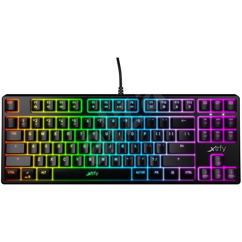 XTRFY K4 TKL RGB, Kailh Red, Černá - US - Herní klávesnice