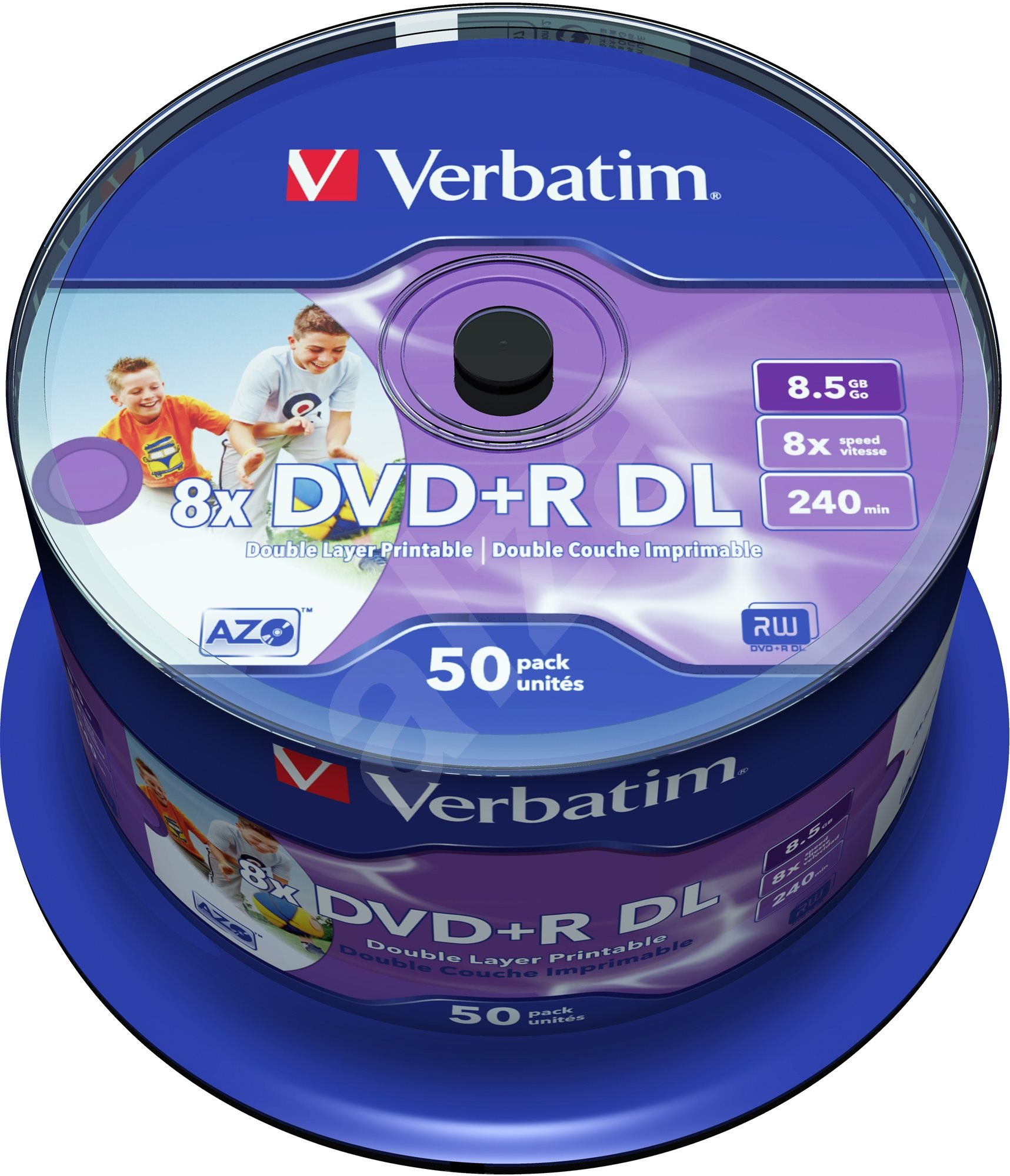 VERBATIM DVD R DL DataLifePlus 8 5GB 8x Printable Spindle 50 Ks  VERBATIM DVD R DL DataLifePlus 8 5GB 8x Printable Spindle 50 Ks