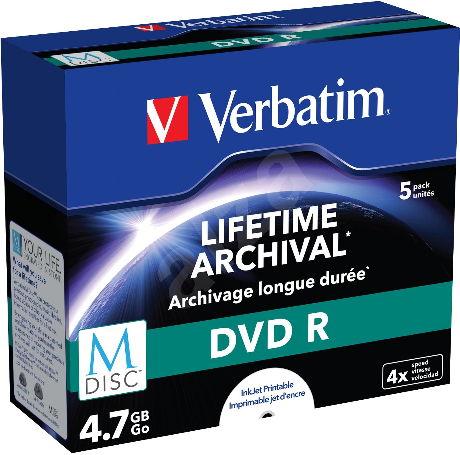 VERBATIM M DISC DVD R 4 7GB 4x Printable Jewel Case 5 Ks M dia  VERBATIM M DISC DVD R 4 7GB 4x Printable Jewel Case 5 Ks M dia