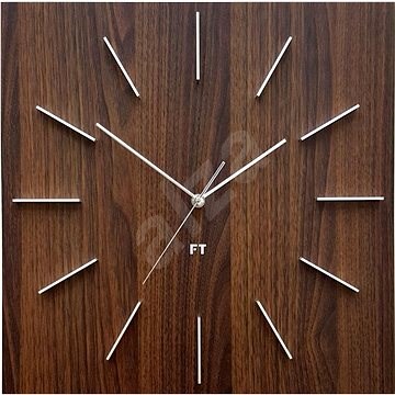 FUTURE TIME FT1010WE Square Dark Natural Brown - Nástěnné hodiny