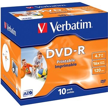 VERBATIM DVD-R AZO 4,7GB, 16x, printable, jewel case 10 ks - Média