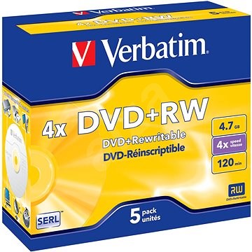 VERBATIM DVD+RW SERL 4,7GB, 4x, jewel case 5 ks - Média