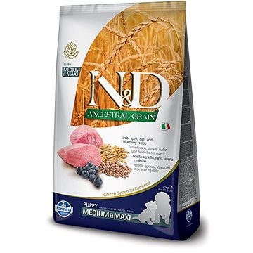 N&D ancestral grain dog puppy M/L lamb & blueberry 12 kg - Granule pro štěňata