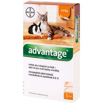 Advantage 1 × 0,4 ml - spot-on pro malé kočky a králíky - Antiparazitní pipeta