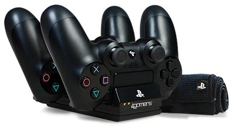 4Gamers Twin Charging Dock Black + Microfibre Cloth - PS4 Charging...