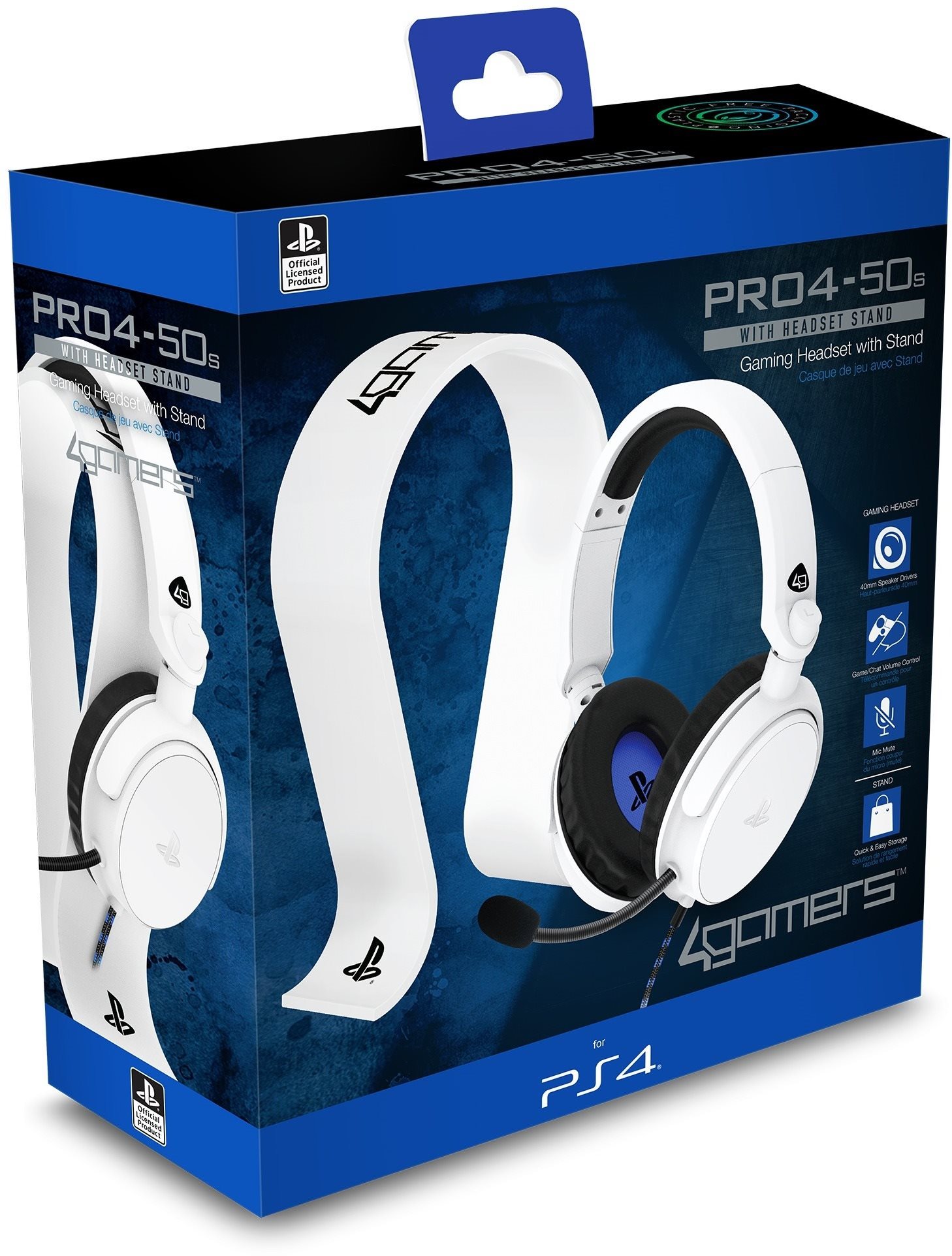 4Gamers Gaming Bundle - Casque et support de casque - Blanc - PS4...