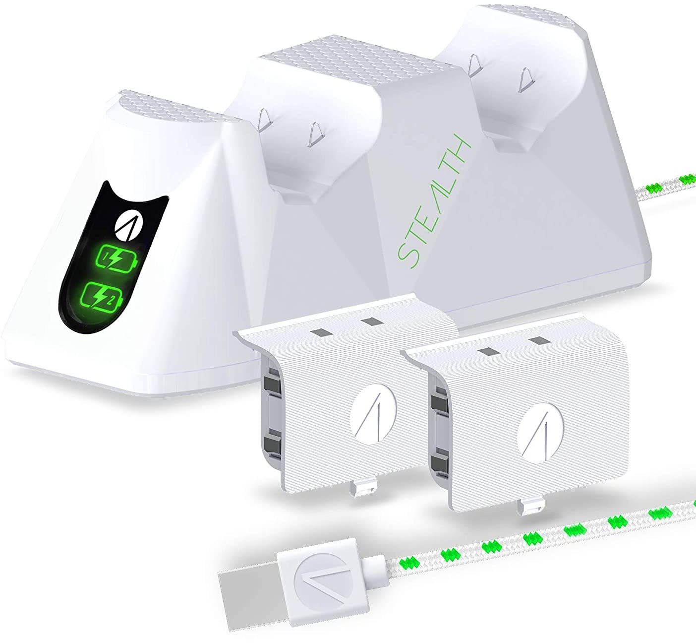 STEALTH Twin Charging Dock + Battery Packs - White - Xbox Charging...