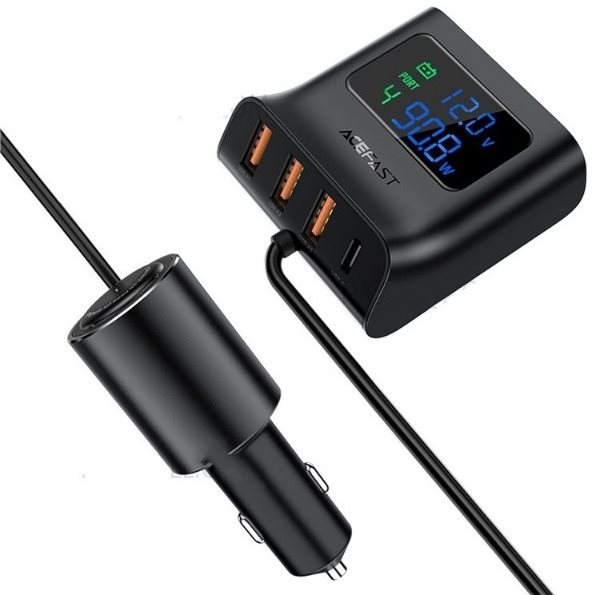 ACEFAST Digital display car HUB charger BLACK Nabíjačka do auta