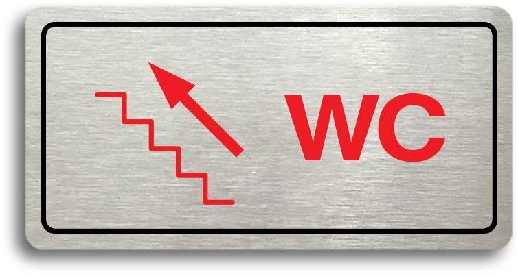 Accept Piktogram "WC VLEVO NAHORU" (160 × 80 mm) (stříbrná tabulka...