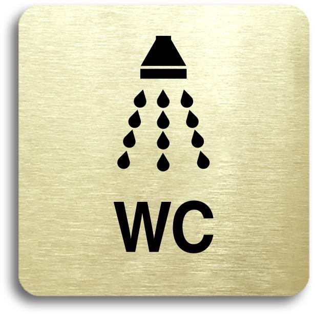 Accept Piktogram "sprcha, WC" (80 × 80 mm) (zlatá tabulka - černý...