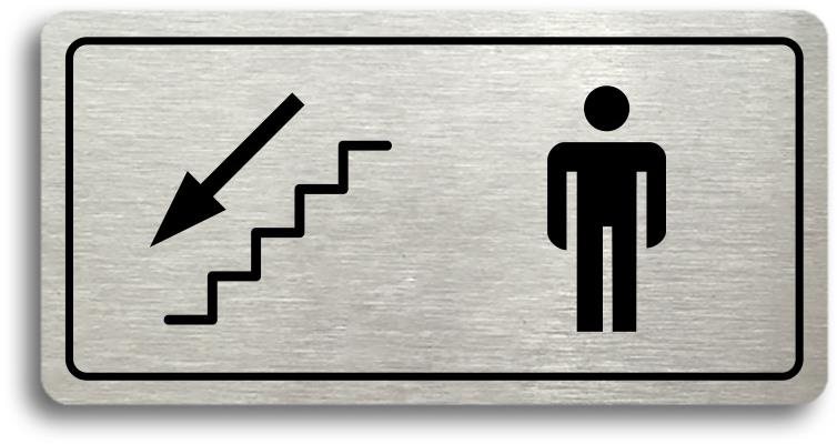 Accept Piktogram "WC MUŽI VLEVO DOLŮ" (160 × 80 mm) (stříbrná...