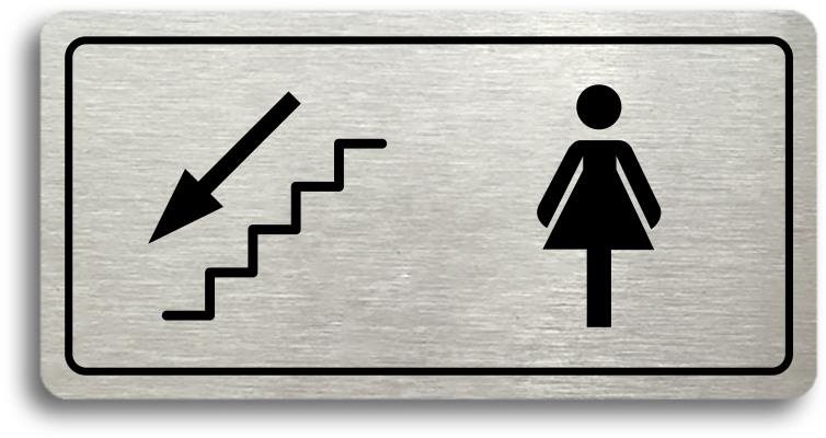 Accept Piktogram "WC ŽENY VLEVO DOLŮ" (160 × 80 mm) (stříbrná...