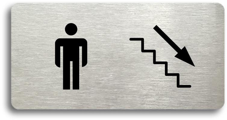 Accept Piktogram "WC MUŽI VPRAVO DOLŮ" (160 × 80 mm) (stříbrná...
