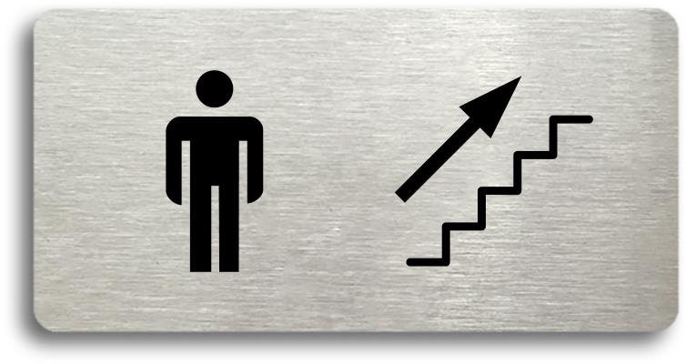Accept Piktogram "WC MUŽI VPRAVO NAHORU" (160 × 80 mm) (stříbrná...