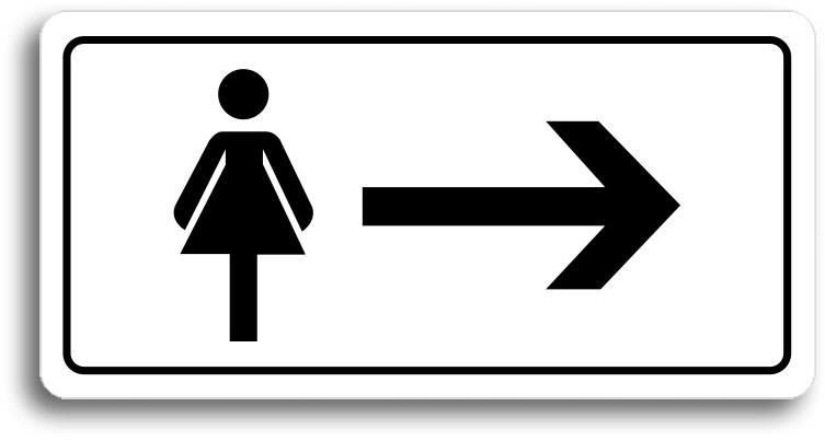 Accept Piktogram "WC ŽENY VPRAVO" (160 × 80 mm) (bílá tabulka -...