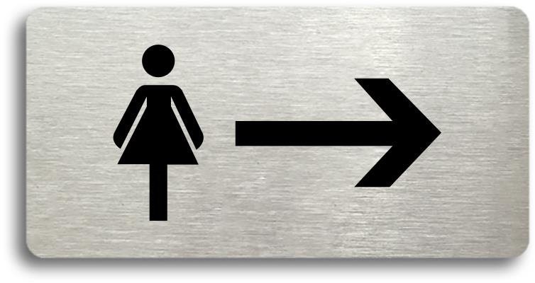 Accept Piktogram "WC ŽENY VPRAVO" (160 × 80 mm) (stříbrná tabulka -...