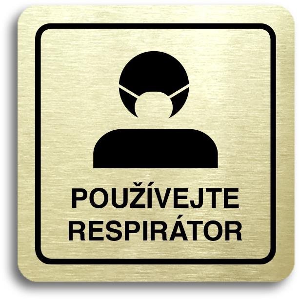 Accept Piktogram "používejte respirátor III" (80 × 80 mm) (zlatá...