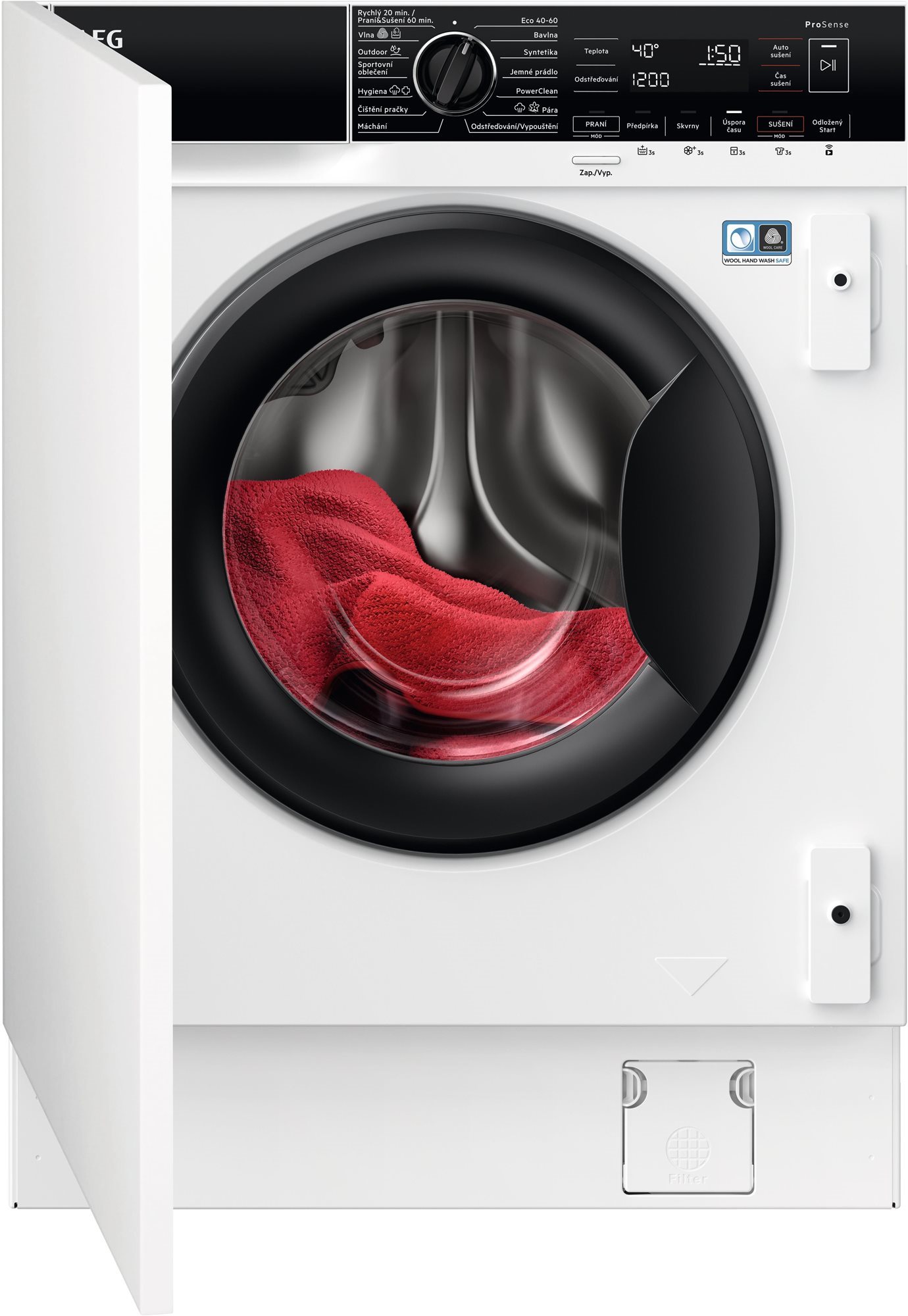 AEG 8000 PowerCare® L8WBE68SIC Vstavaná práčka so sušičkou
