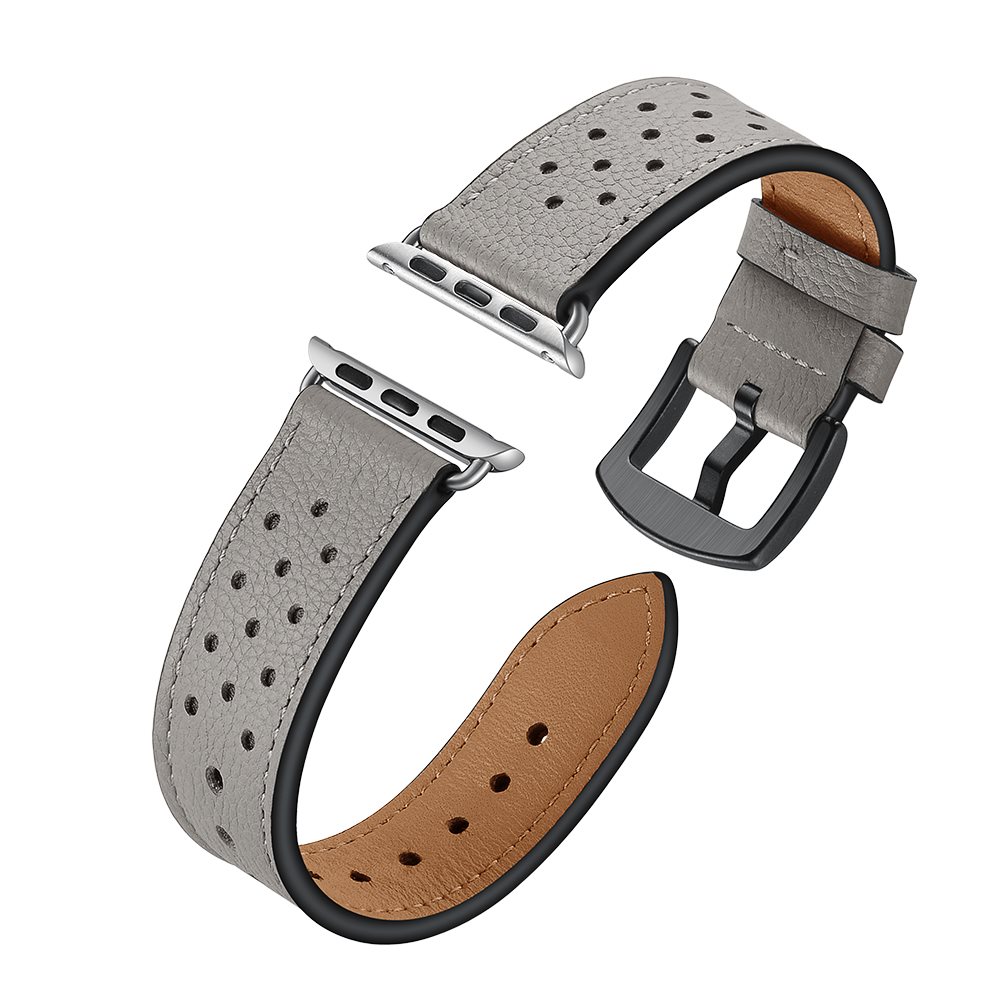 Eternico Leather Band pour Apple Watch 42mm / 44mm / 45mm gris...