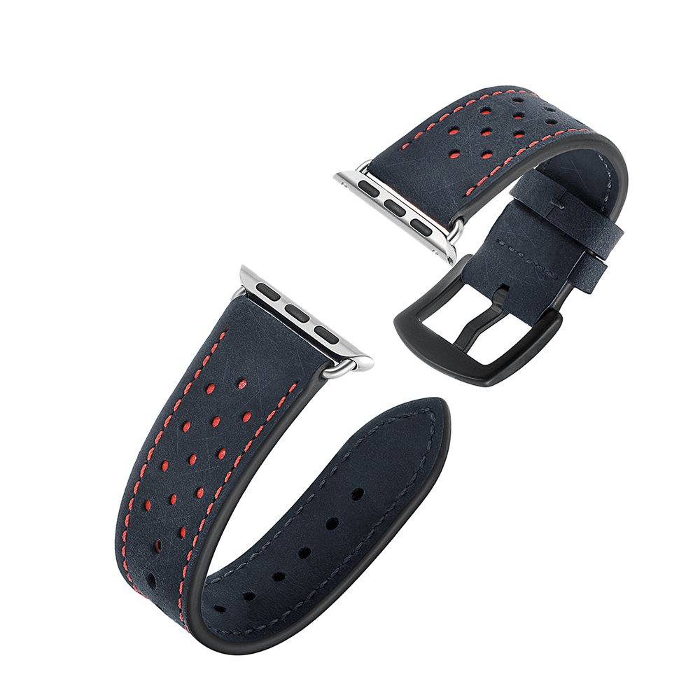 Eternico Leather Band pour Apple Watch 42mm / 44mm / 45mm bleu...