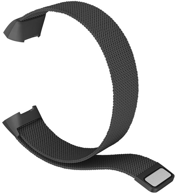 Eternico Fitbit Charge 3 / 4 Steel Black (Large) Watch Strap