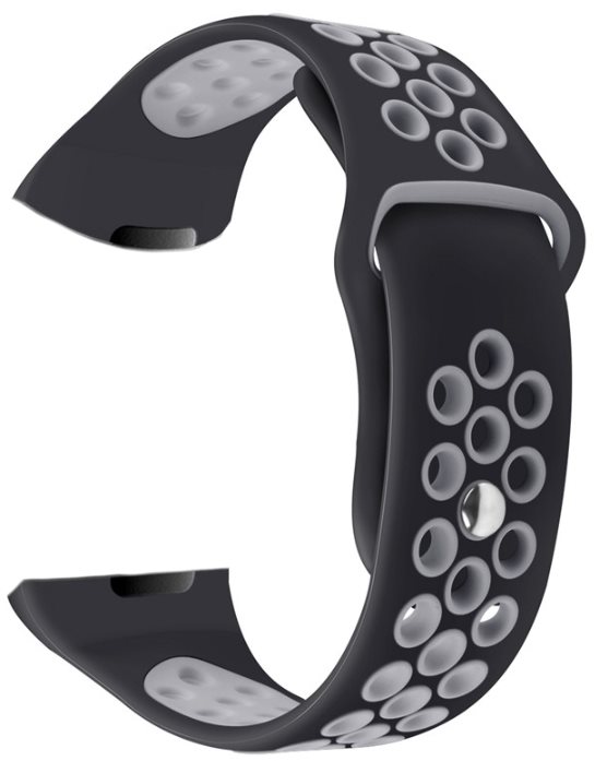 Eternico Fitbit Charge 3 / 4 Silicone, Black Grey (Large) Watch Strap
