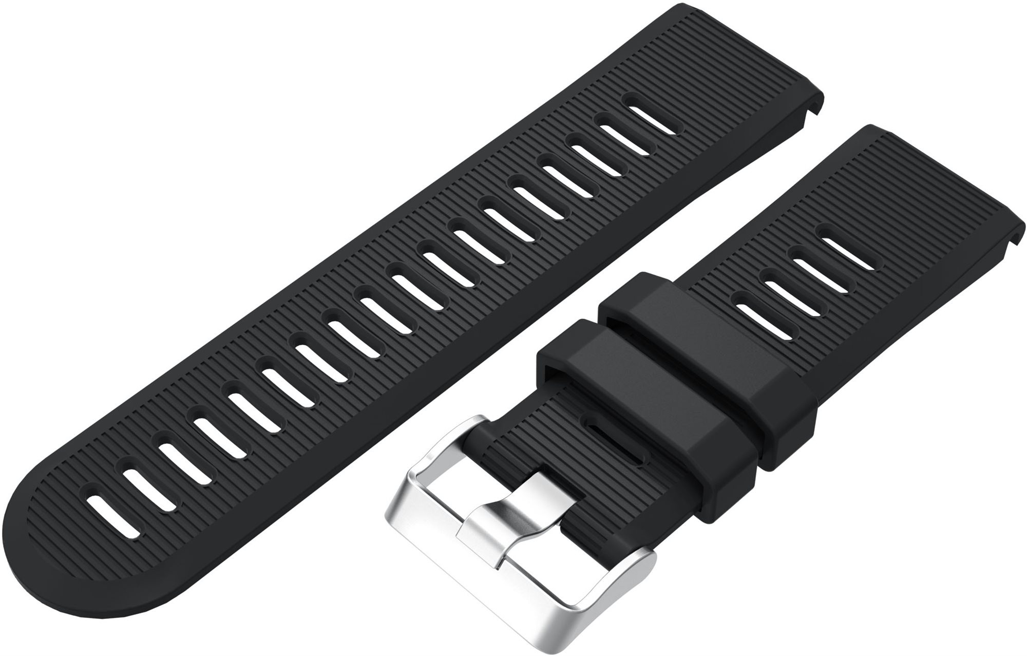 Eternico Garmin QuickFit 26 Bande silicone Boucle Argent Noir pour...