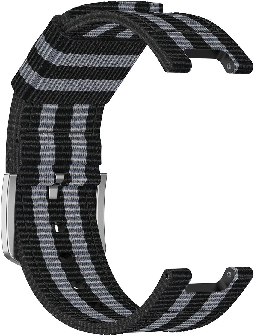 Eternico Canvas Stripes for Amazfit T-Rex Black and Grey Watch Strap