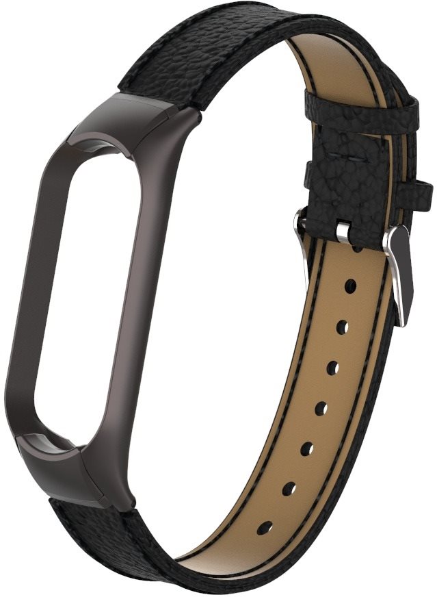 Eternico Genuine Leather Black for Mi Band 5 / 6 Watch Strap