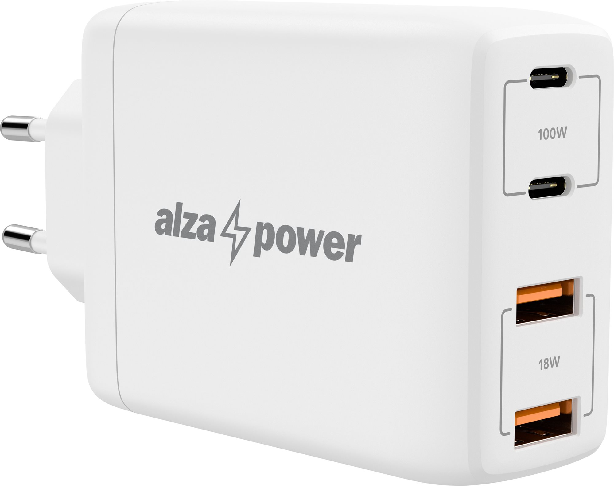 AlzaPower G300 GaN Fast Charge 100W White AC Adapter