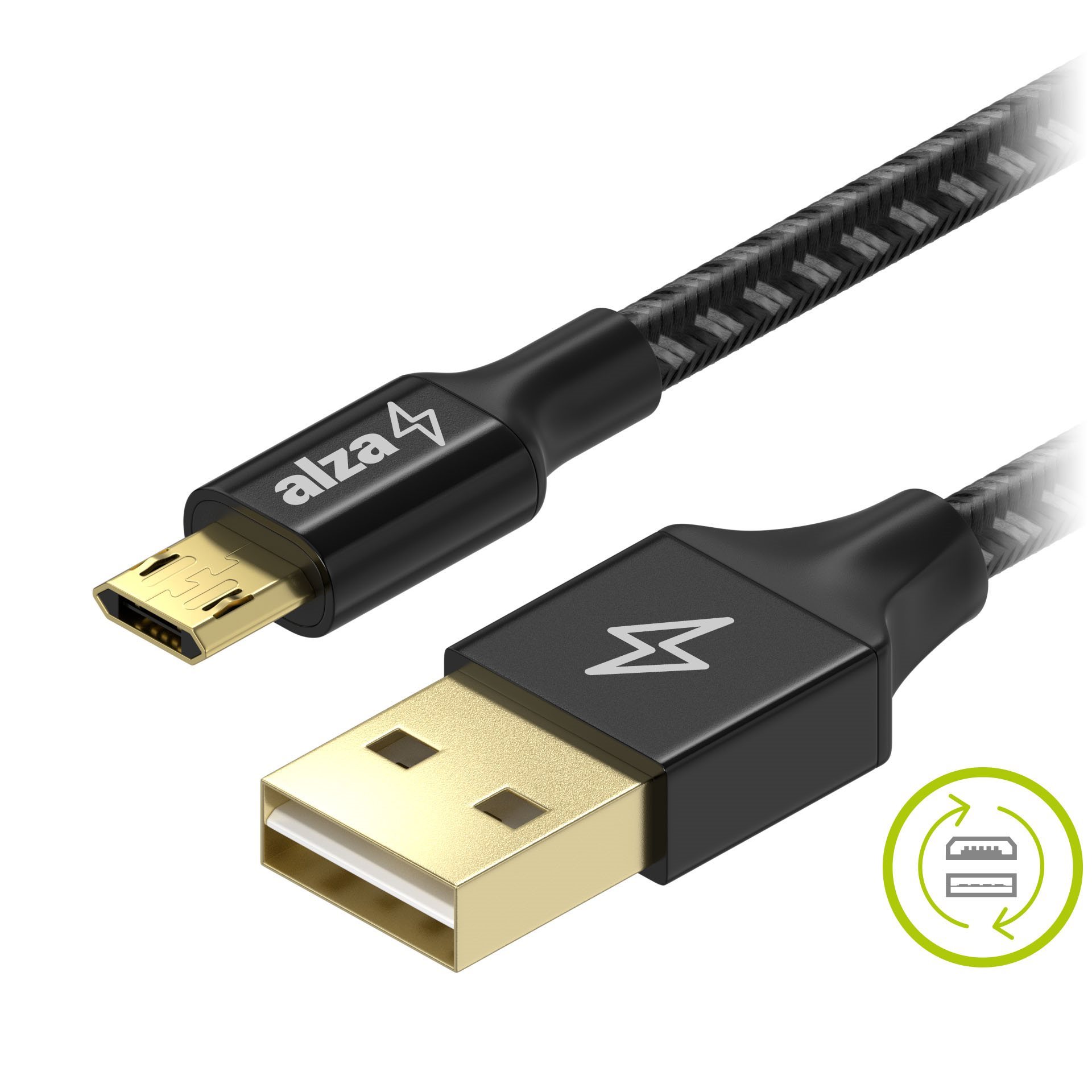 AlzaPower ReversibleCore Micro USB 2m Black Data Cable