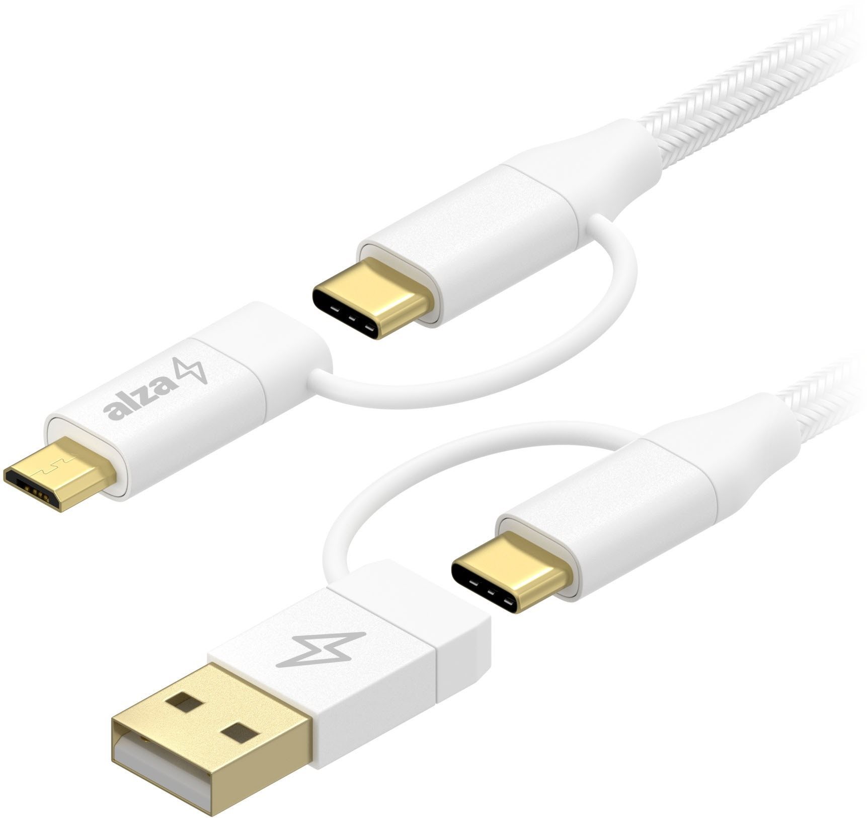 AlzaPower MultiCore 4in1 USB 60W 480Mbps 2m weiß Datenkabel