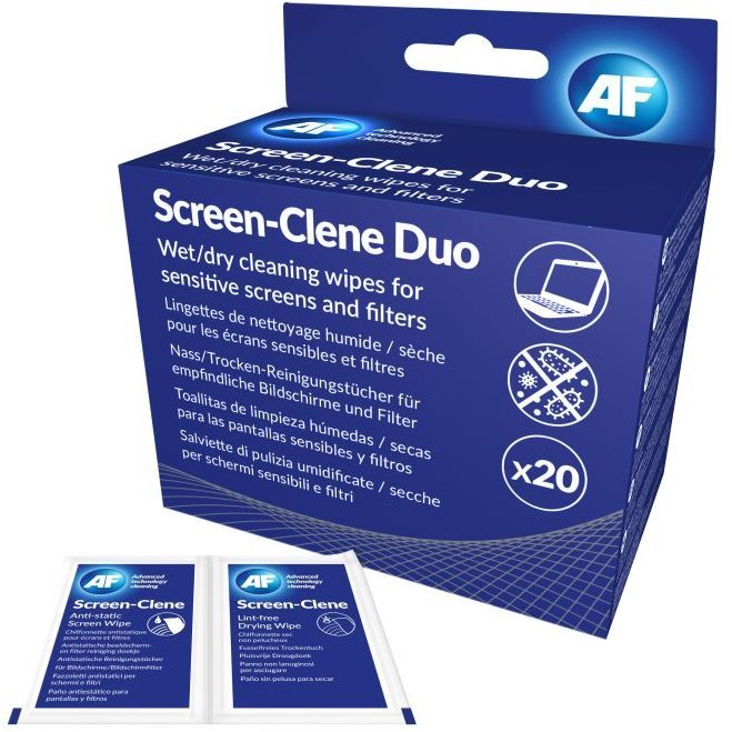 AF Screen-Clene Duo - Packung mit 20 + 20 Stück Reinigungstücher