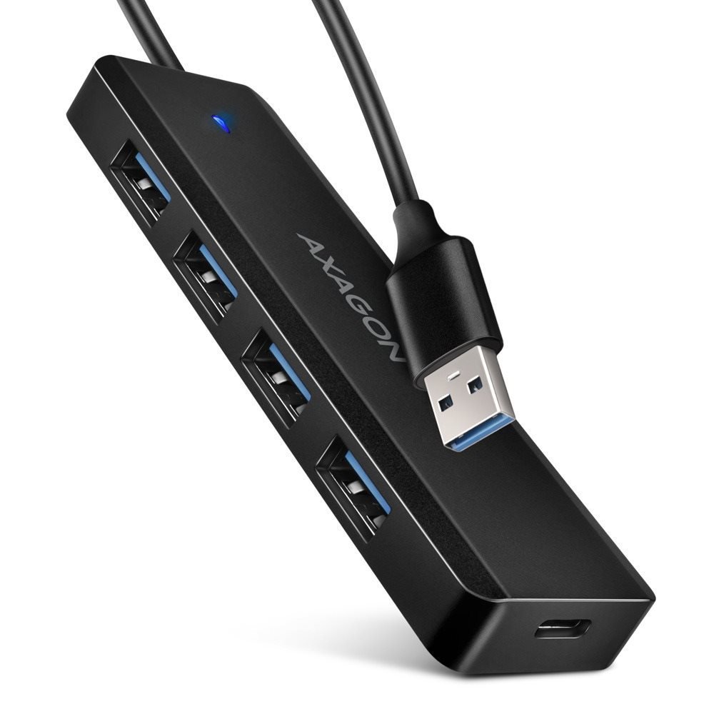AXAGON HUE-C1A TRAVEL Hub, USB-A 5Gbps, 4x USB-A, USB-C power IN,...