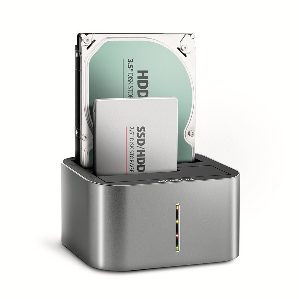 AXAGON ADSA-DC, dual SATA 2.5"/3.5" SSD/HDD CLONE dock, USB-C 5...