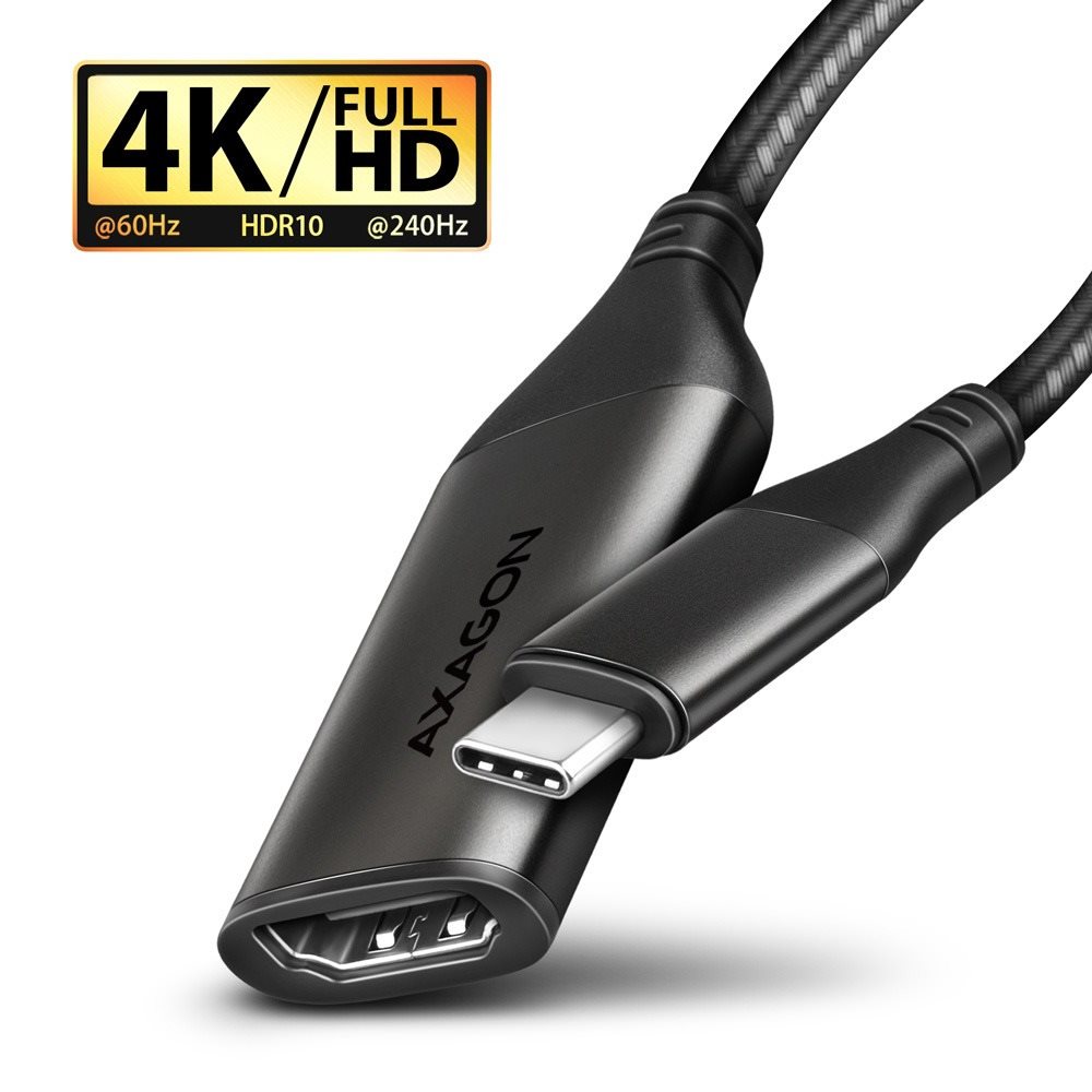AXAGON RVC-HI2M, USB-C -> HDMI 2.0a adapter, 4K/60Hz HDR10, metal...