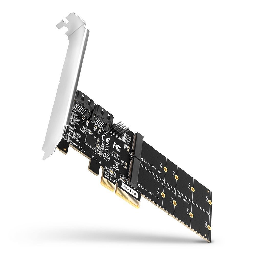AXAGON PCES-SA4M2, 2x internal SATA 6G port + 2x SATA M.2 slot,...
