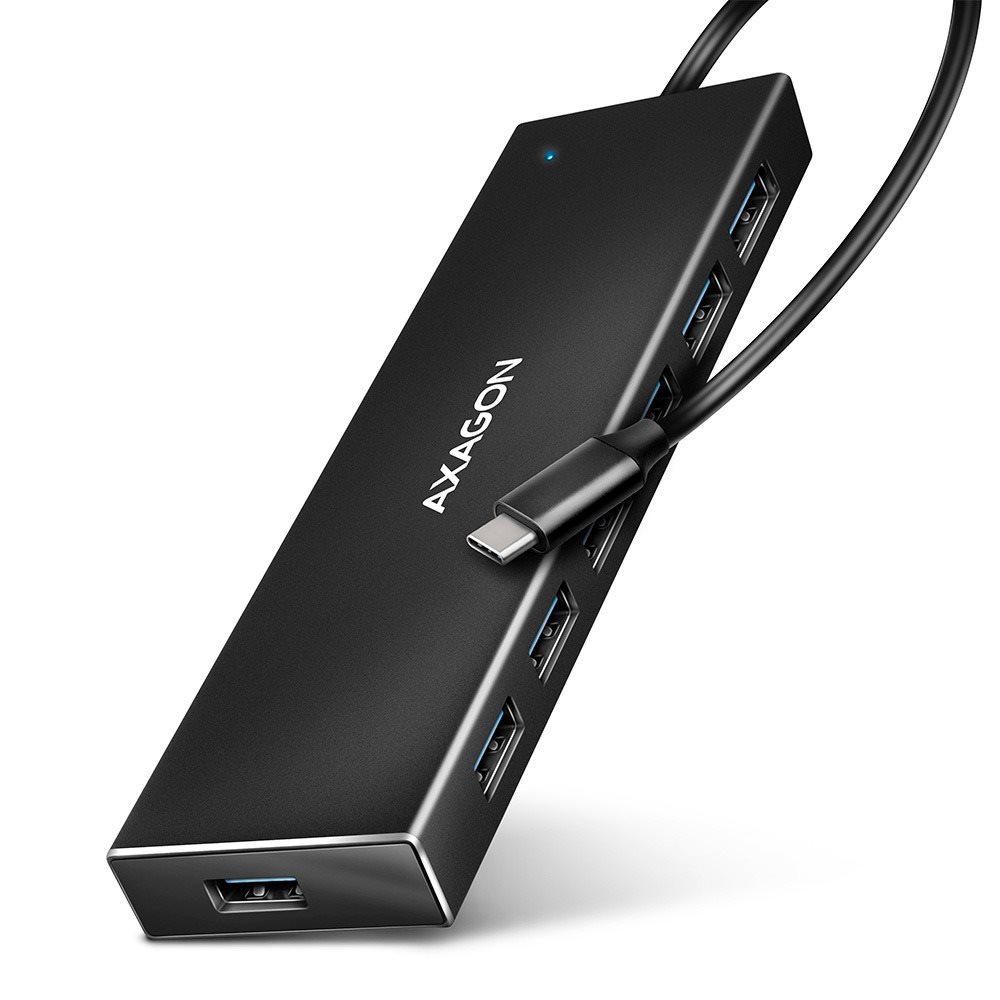 AXAGON HUE-F7C CHARGING Hub, USB-C 5Gbps, 7× USB-A, micro USB power...