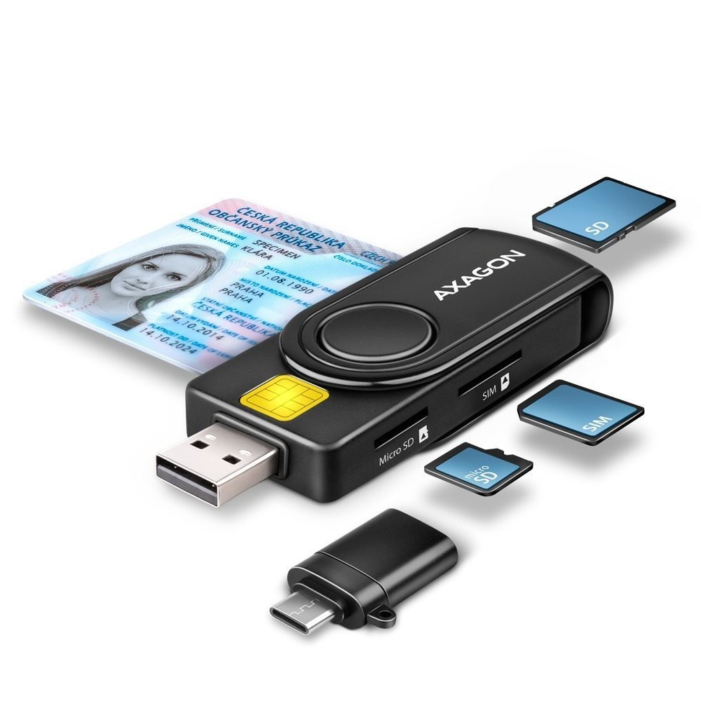 AXAGON CRE-SMP2A Smart card / ID card & SD/microSD/SIM card...