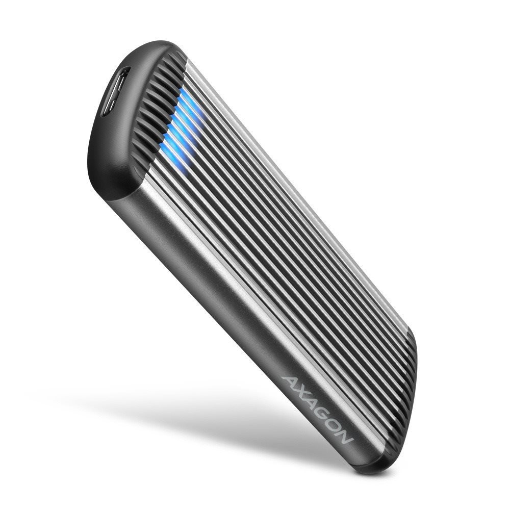 AXAGON EEM2-SA, M.2 SATA screwless RIBBED box, SuperSpeed USB 5...