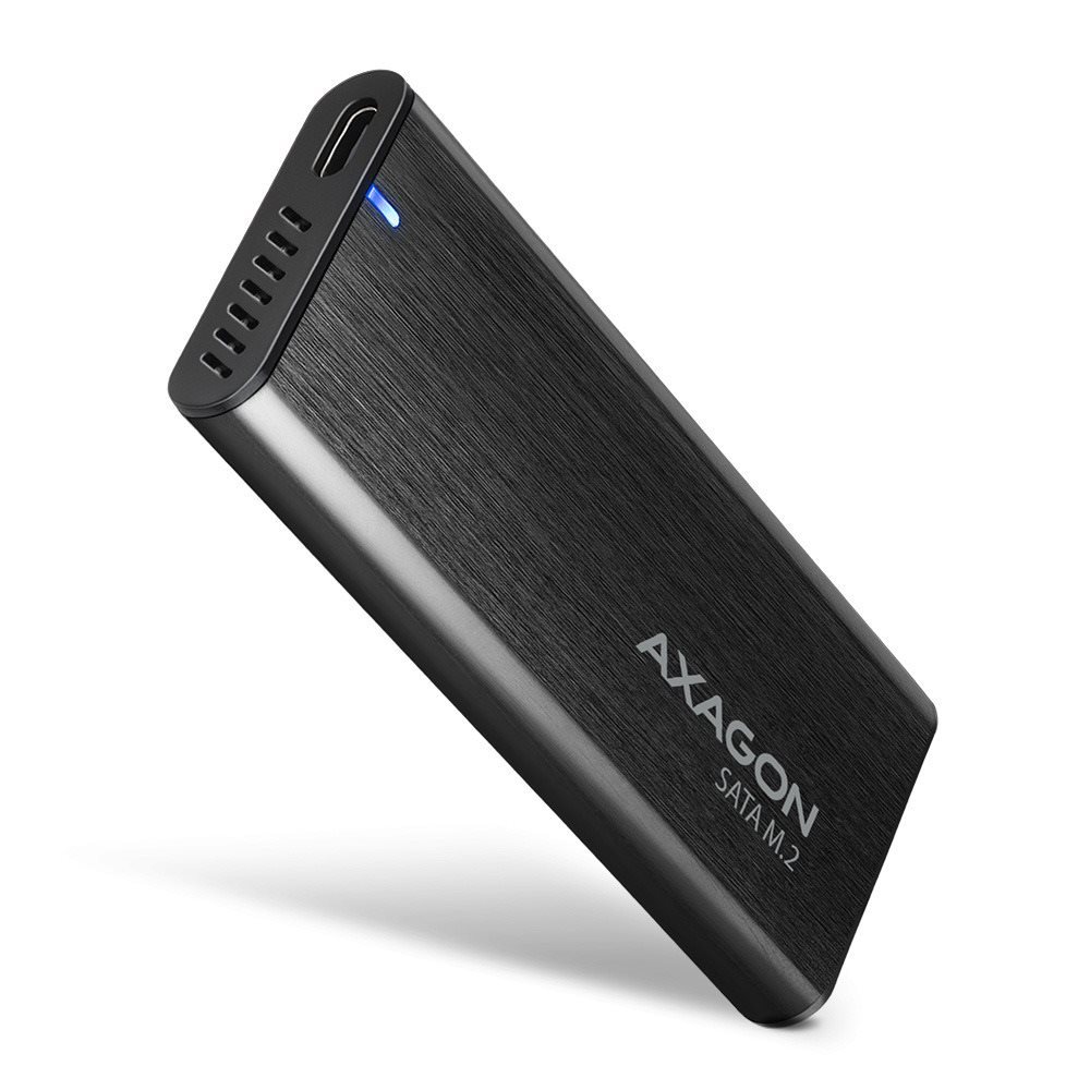 AXAGON EEM2-SBC, M.2 SATA screwless RAW box, black, SuperSpeed...