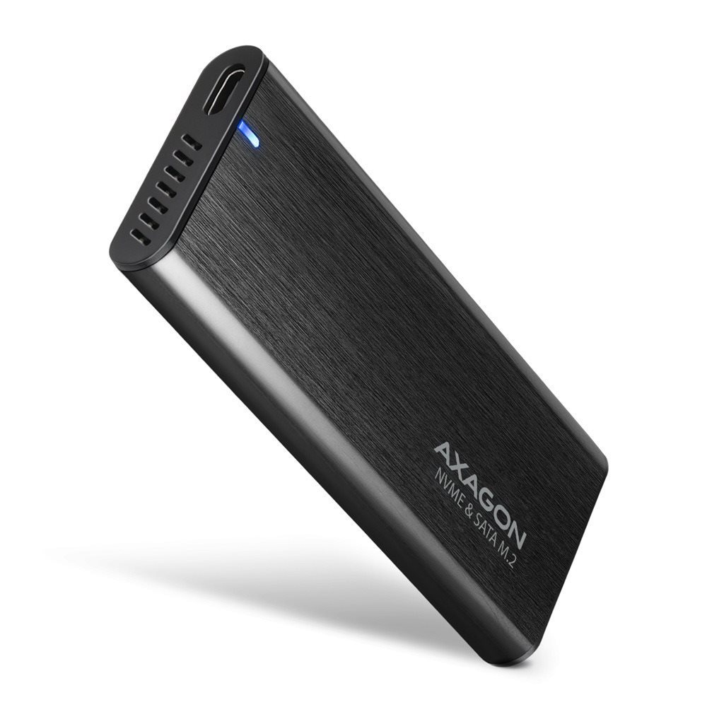 AXAGON EEM2-SB2, M.2 NVMe & SATA screwless RAW box, black Externý box