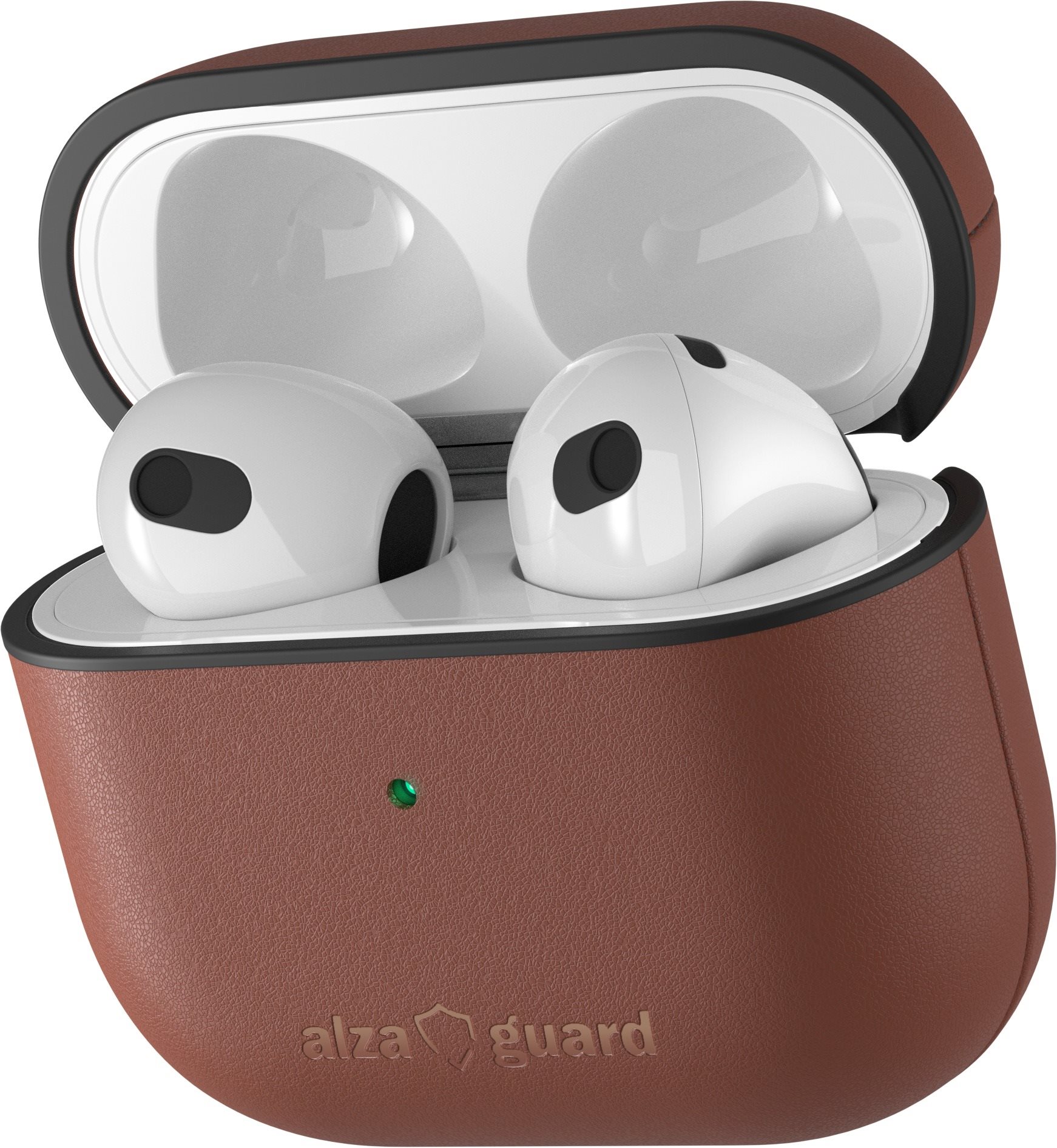AlzaGuard Genuine Leather Case AirPods 2021 barna Fülhallgató tok