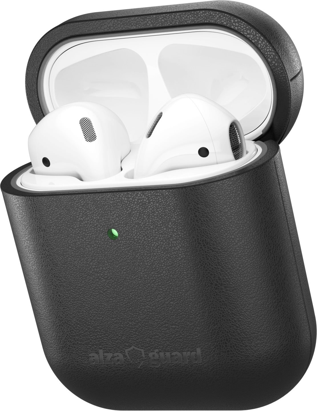AlzaGuard Genuine Leather AirPods 1 & 2 tok, fekete Fülhallgató tok