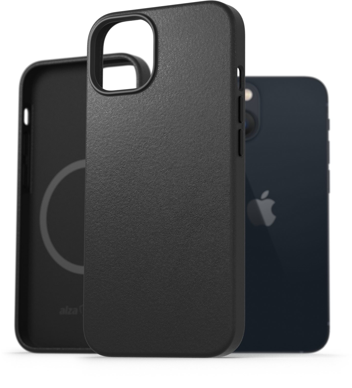 AlzaGuard Genuine Leather iPhone 13 Magsafe fekete tok Telefon tok